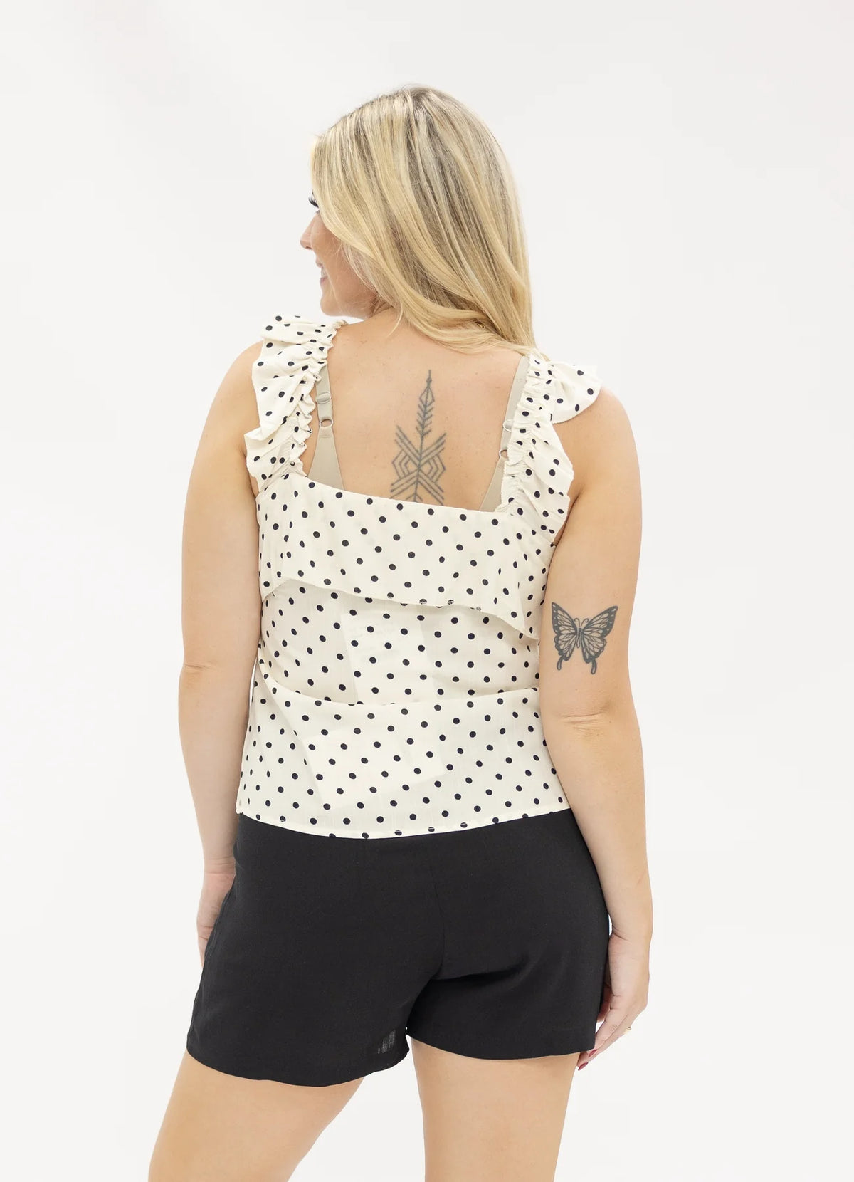 TANK TOP WITH FLOUNCE POLA DOT TANK