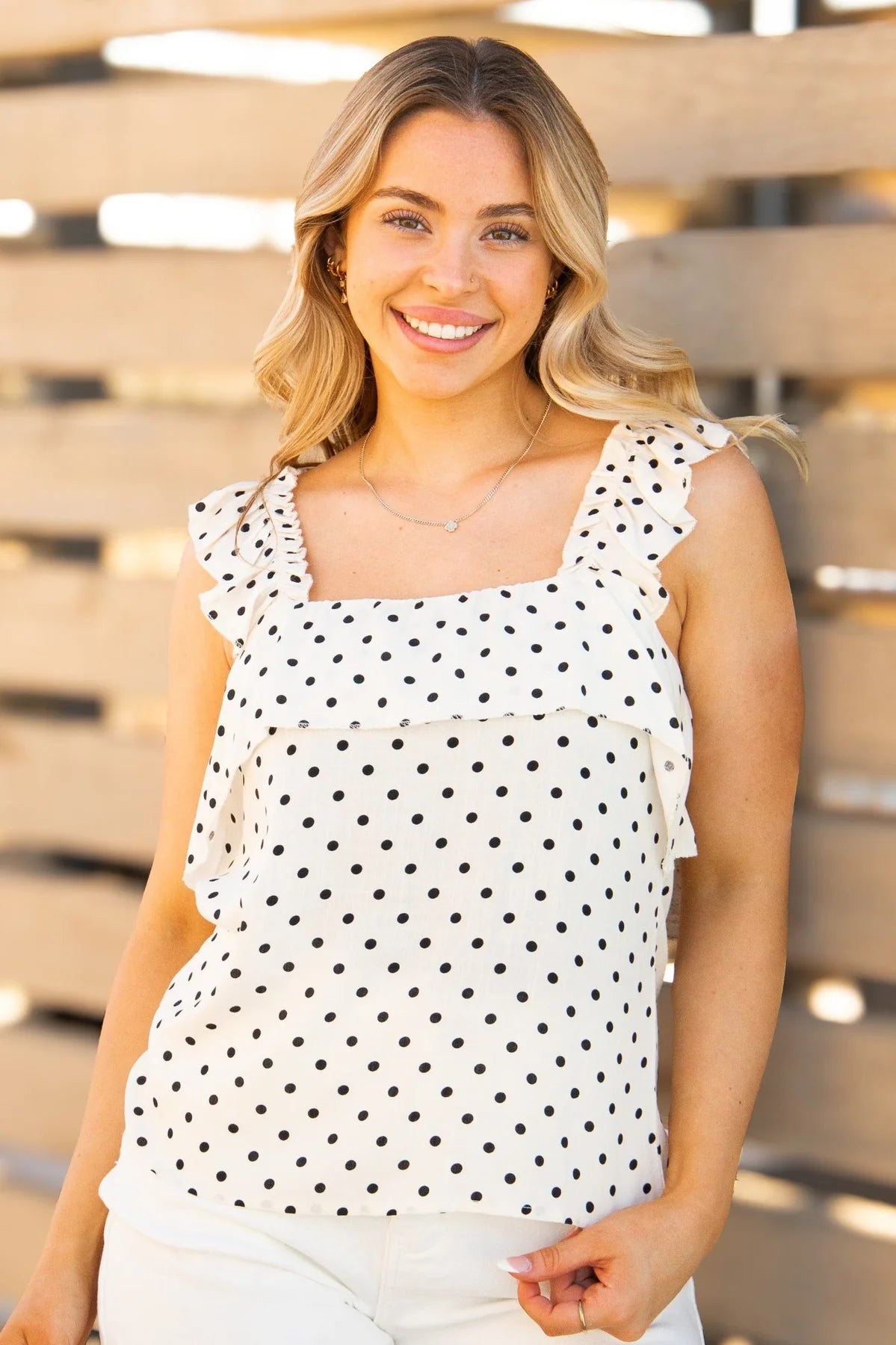 TANK TOP WITH FLOUNCE POLA DOT TANK