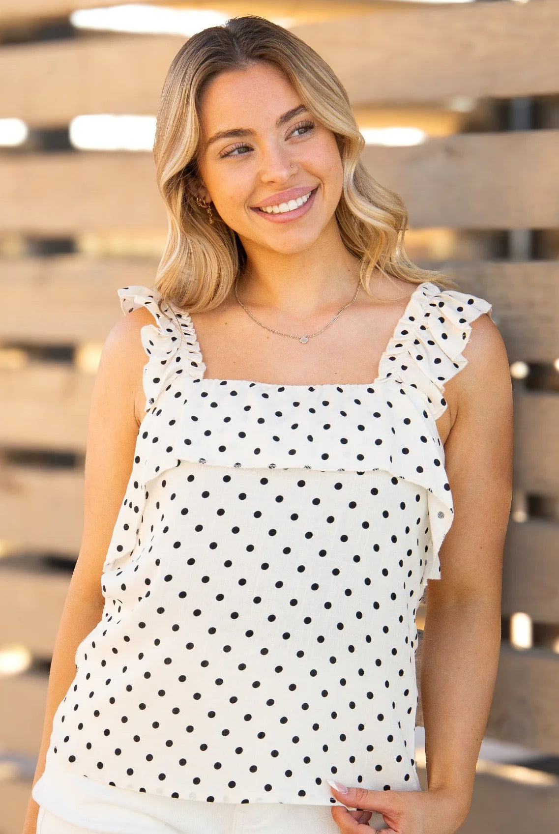TANK TOP WITH FLOUNCE POLA DOT TANK