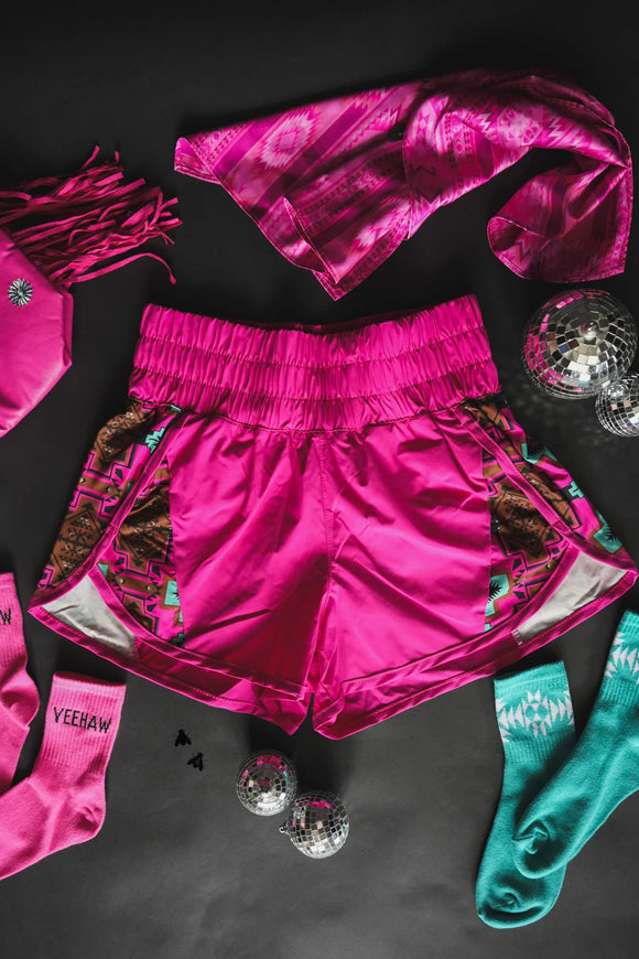 THE ROUNDS ATHLETIC SHORTS - FUSCHIA