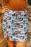 WESTERN COLLAGE SKORT W SLIT HEM