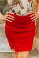 SKORT W SLIT HEM - RED