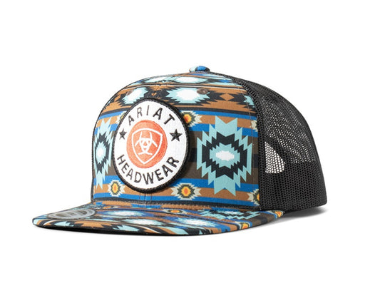 ARIAT MENS FLEXFIT 110 SOUTHWEST ROUND PATCH MESH BACK TRUCKER CAP