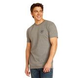 ARIAT MENS SOUTHWESTERN LONGHORN T-SHIRT - GRAPHITE HEATHER GREY