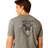 ARIAT MENS SOUTHWESTERN LONGHORN T-SHIRT - GRAPHITE HEATHER GREY