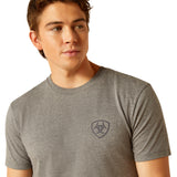 ARIAT MENS SOUTHWESTERN LONGHORN T-SHIRT - GRAPHITE HEATHER GREY