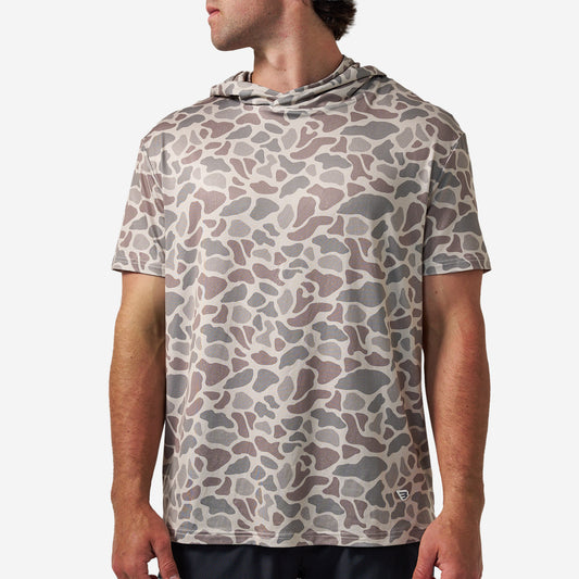 BURLEBO SHORT SLEEVE PERFORMANCE HOODIE - CLASSIC DEER CAMO
