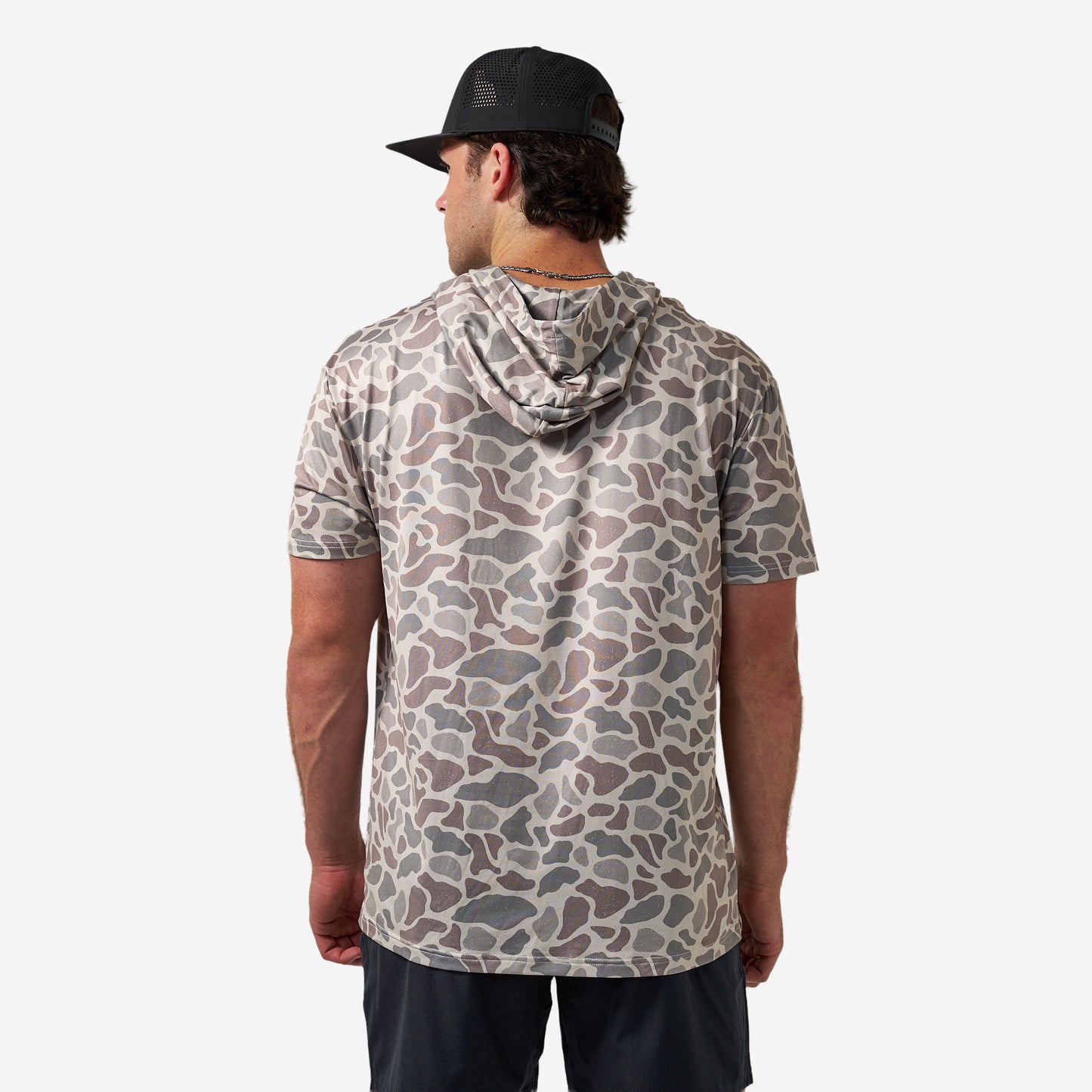 BURLEBO SHORT SLEEVE PERFORMANCE HOODIE - CLASSIC DEER CAMO