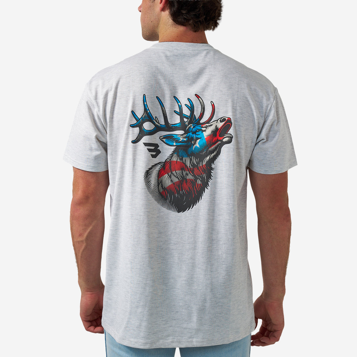 BURLEBO SHORT SLEEVE TEE - AMERICAN ELK - ASH GREY