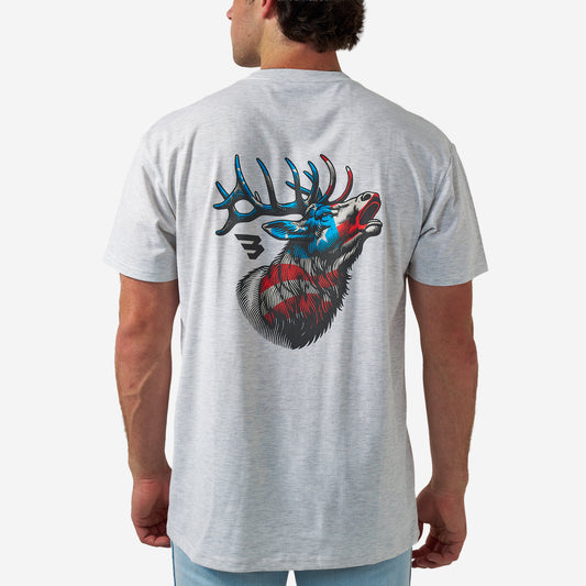 BURLEBO SHORT SLEEVE TEE - AMERICAN ELK - ASH GREY