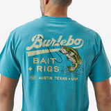 Burlebo Adult Short Sleeve Tee- Bait And Rigs - Cyan