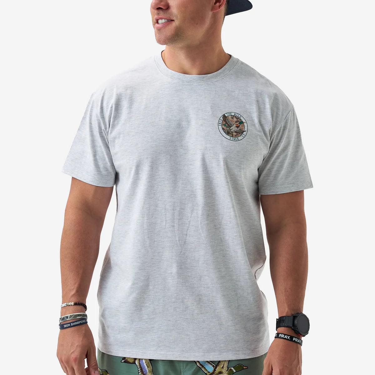 Burlebo Adult Short Sleeve Tee - CAMO MALLARD DUCK - HEATHER ASH GREY