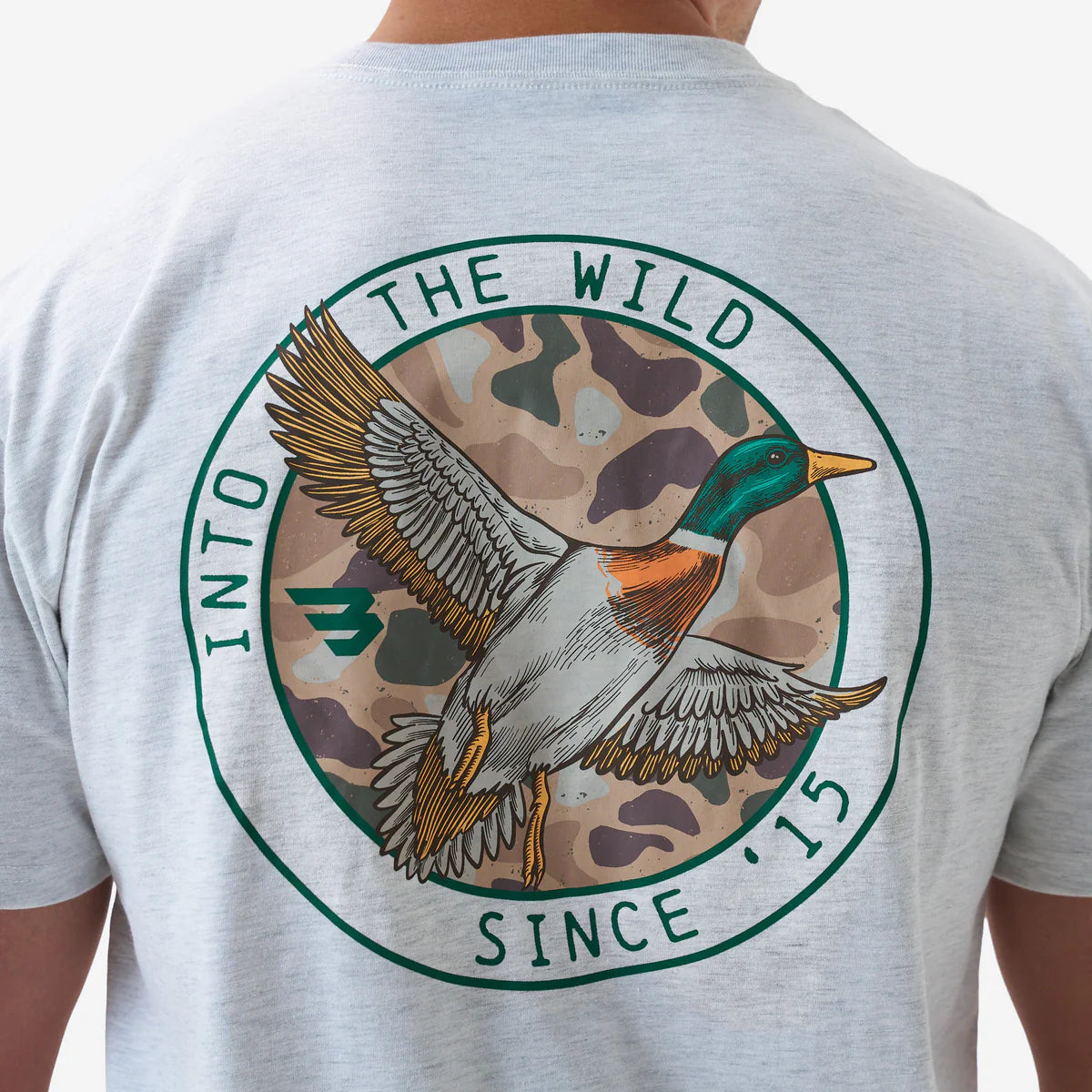 Burlebo Adult Short Sleeve Tee - CAMO MALLARD DUCK - HEATHER ASH GREY