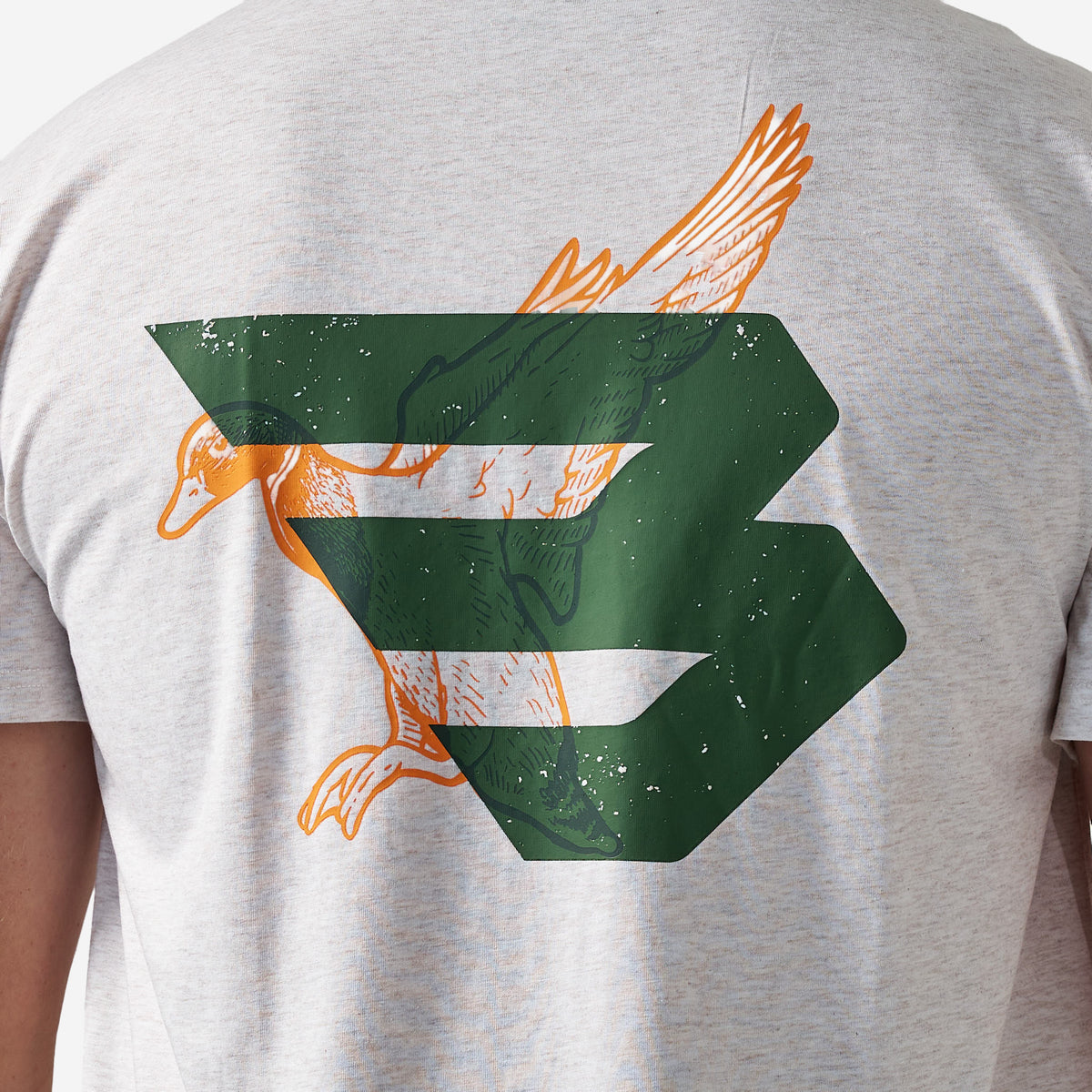 BURLEBO SHORT SLEEVE TEE - DUCK FLYING B (GREEN) LOGO - OATMEAL