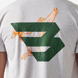 BURLEBO SHORT SLEEVE TEE - DUCK FLYING B (GREEN) LOGO - OATMEAL