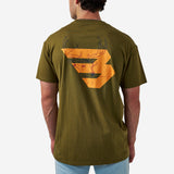 BURLEBO SHORT SLEEVE TEE - DEER FLYING B (ORANGE) LOGO - HUNTER GREEN