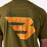 BURLEBO SHORT SLEEVE TEE - DEER FLYING B (ORANGE) LOGO - HUNTER GREEN