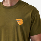 BURLEBO SHORT SLEEVE TEE - DEER FLYING B (ORANGE) LOGO - HUNTER GREEN