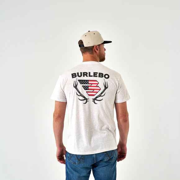 Burlebo Short Sleeve Tee - Elk Horn Logo - Oatmeal