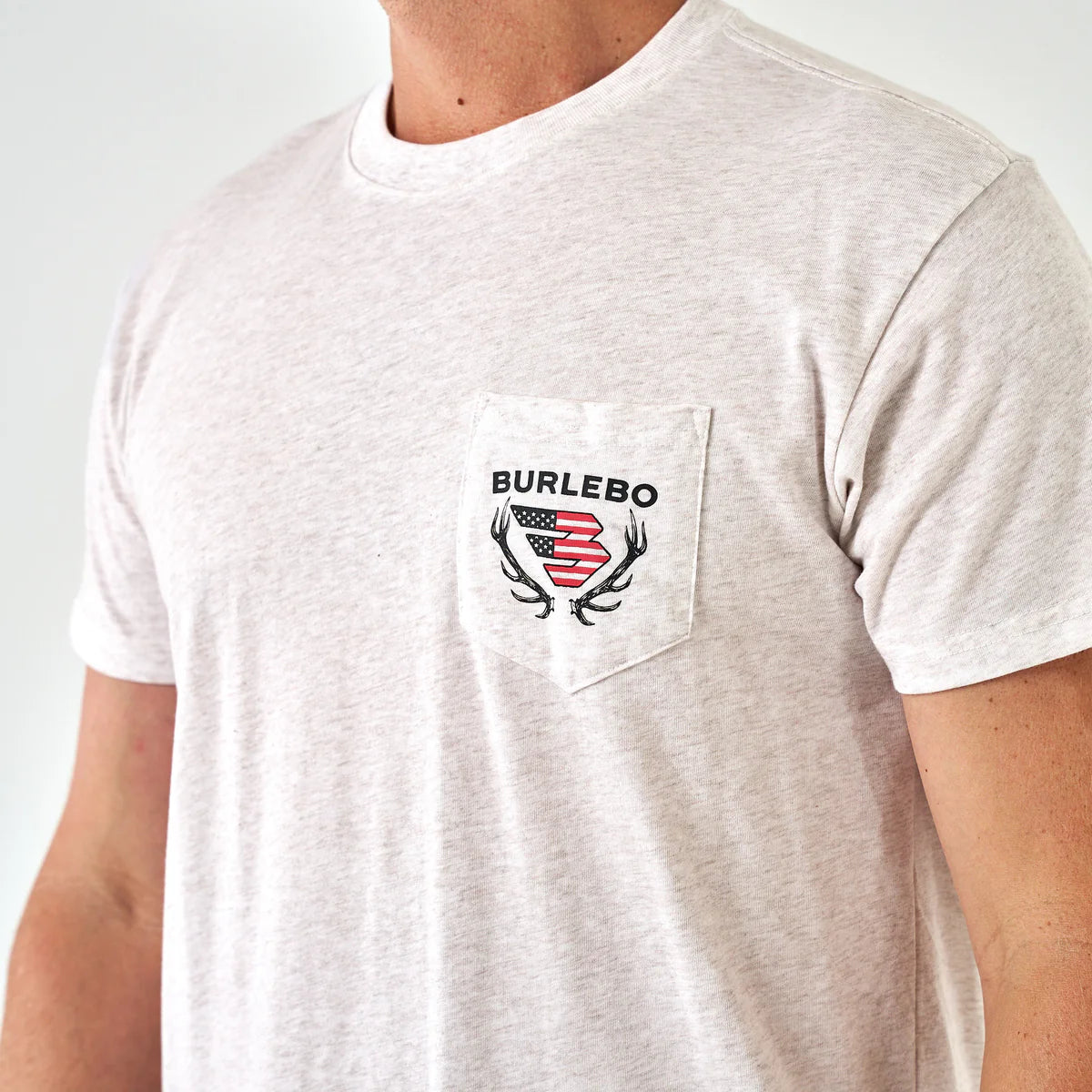 Burlebo Short Sleeve Tee - Elk Horn Logo - Oatmeal