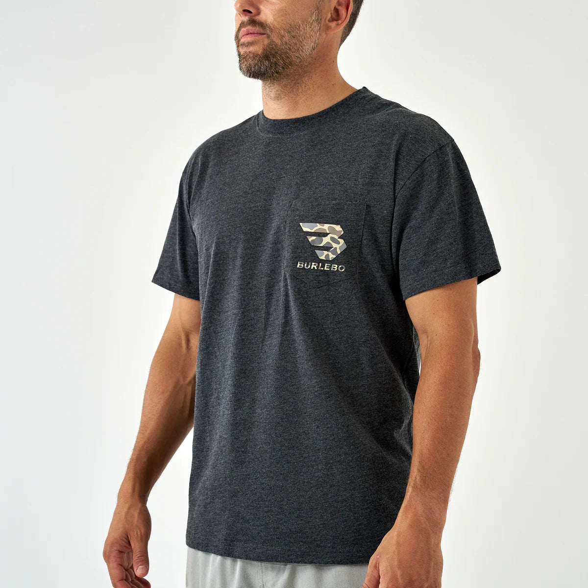 Burlebo Flying B Deer Camo Logo - Heather Black