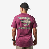 Burlebo Adult Short Sleeve Tee - FLYING B DEER CAMO LOGO - HEATHER WHINE