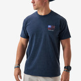 Burlebo Adult Short Sleeve Tee - FISHING USA- HEATHER NAVY