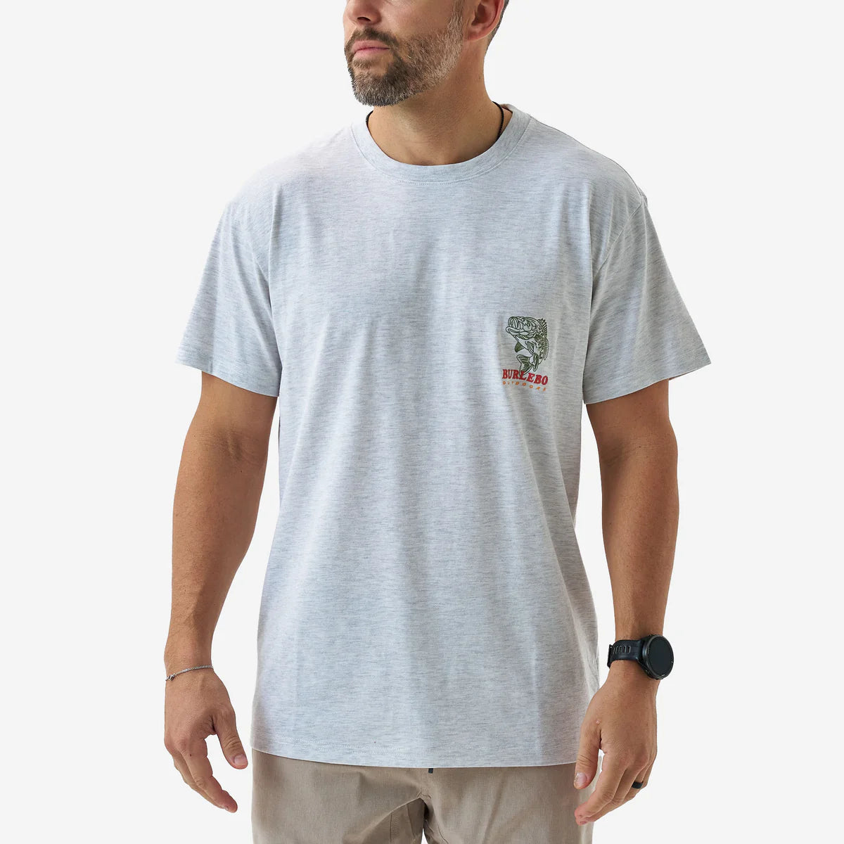 Burlebo Adult Short Sleeve Tee - FISH WILD - HEATHER ASH GREY