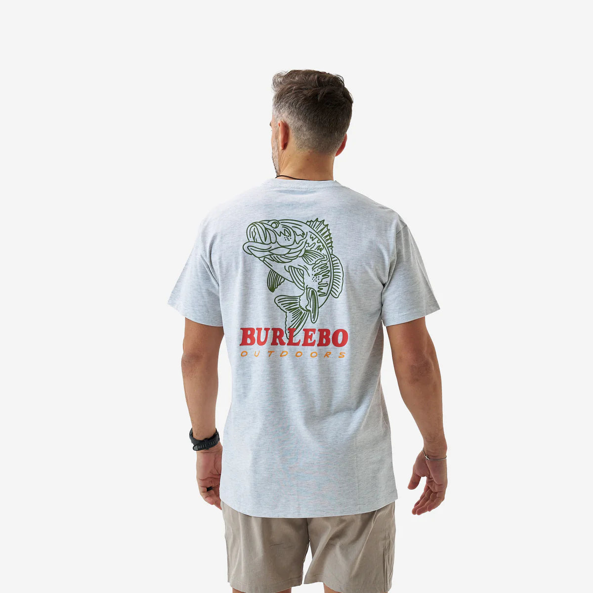 Burlebo Adult Short Sleeve Tee - FISH WILD - HEATHER ASH GREY