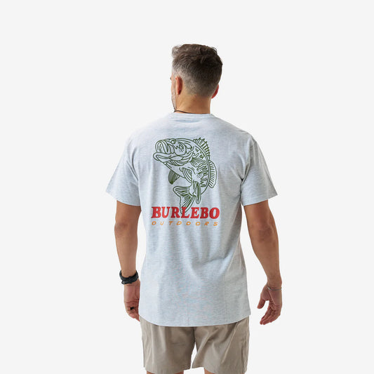 Burlebo Adult Short Sleeve Tee - FISH WILD - HEATHER ASH GREY