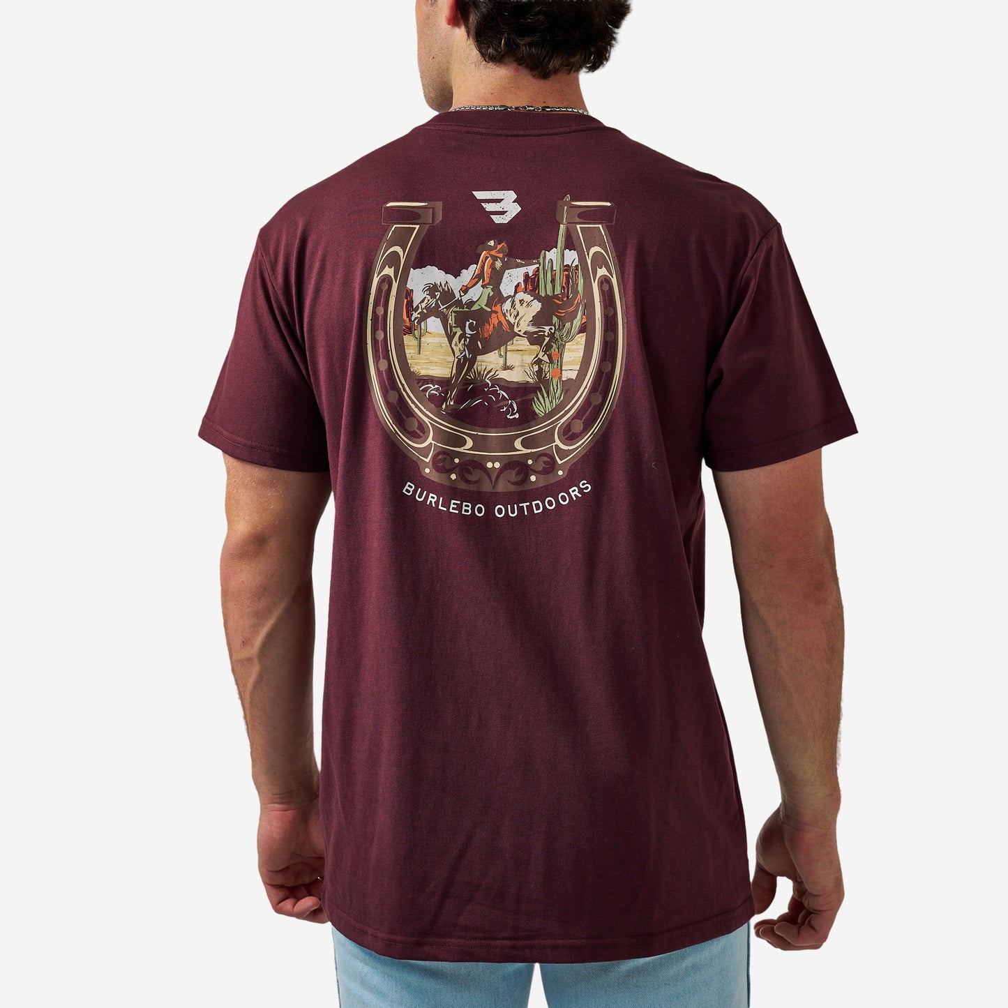 BURLEBO SHORT SLEEVE TEE - HORSESHOE - MAROON