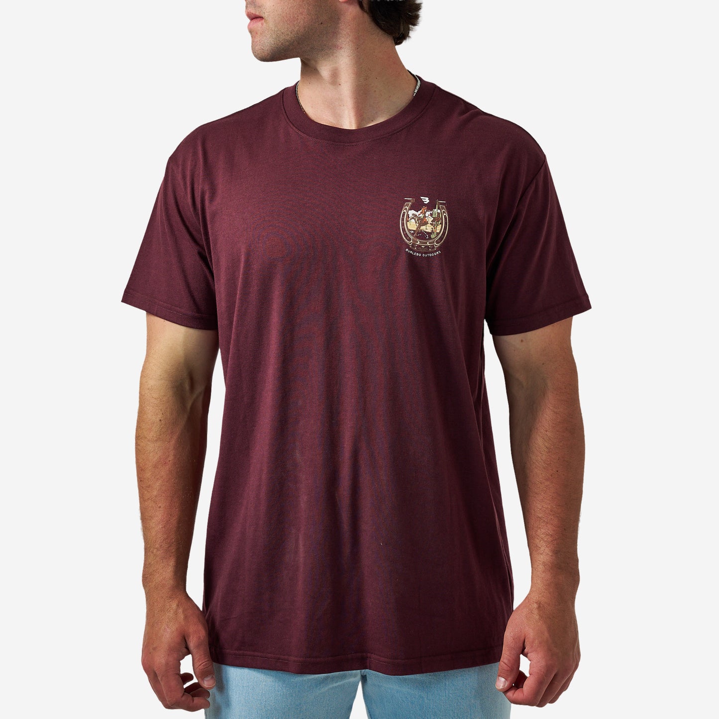 BURLEBO SHORT SLEEVE TEE - HORSESHOE - MAROON