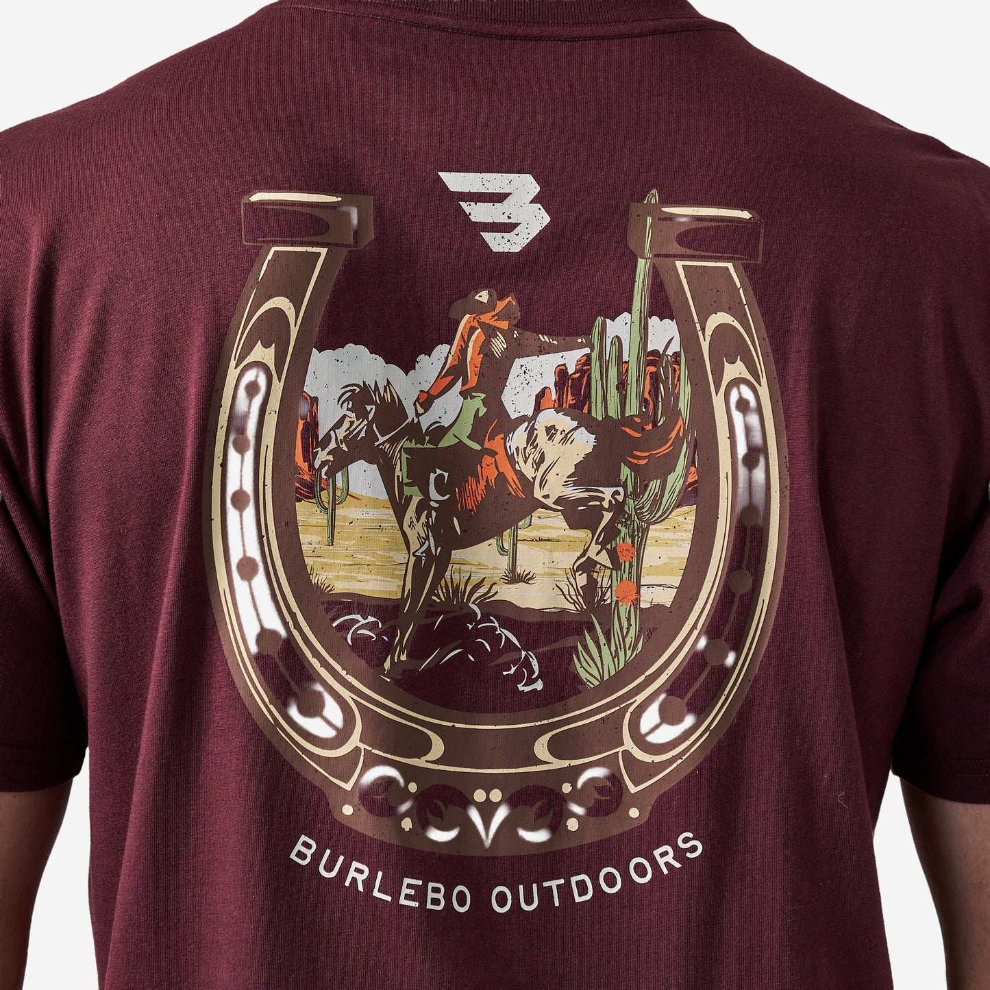 BURLEBO SHORT SLEEVE TEE - HORSESHOE - MAROON