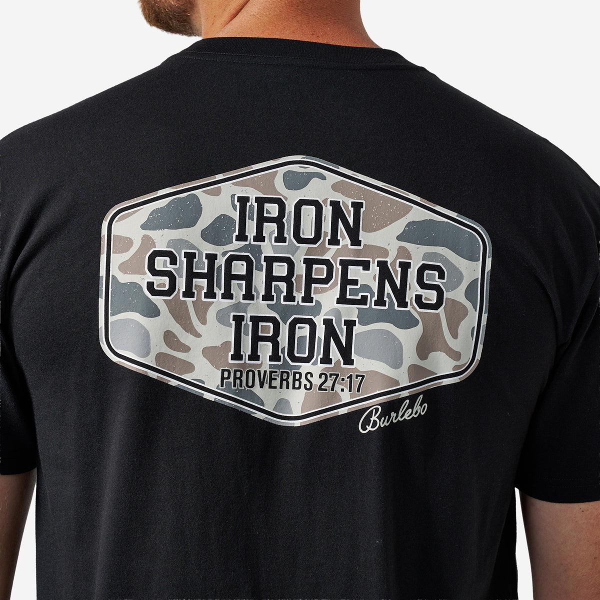 BURLEBO SHORT SLEEVE TEE - IRON SHARPENS IRON - BLACK