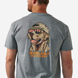 BURLEBO SHORT SLEEVE TEE - MALLARD CAMO DOG - DARK HEATHER GREY