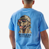 Burlebo Adult Short Sleeve Tee - MALLARD CAMO DOG- HEATHER PERIWINKLE