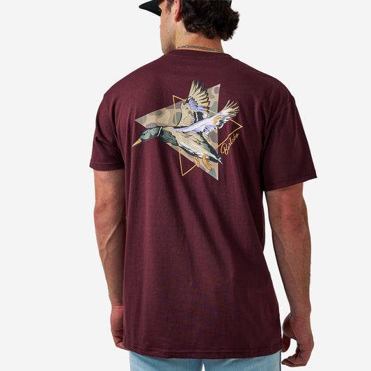 BURLEBO SHORT SLEEVE TEE - PINTAIL TRIANGLE DUCK - MAROON