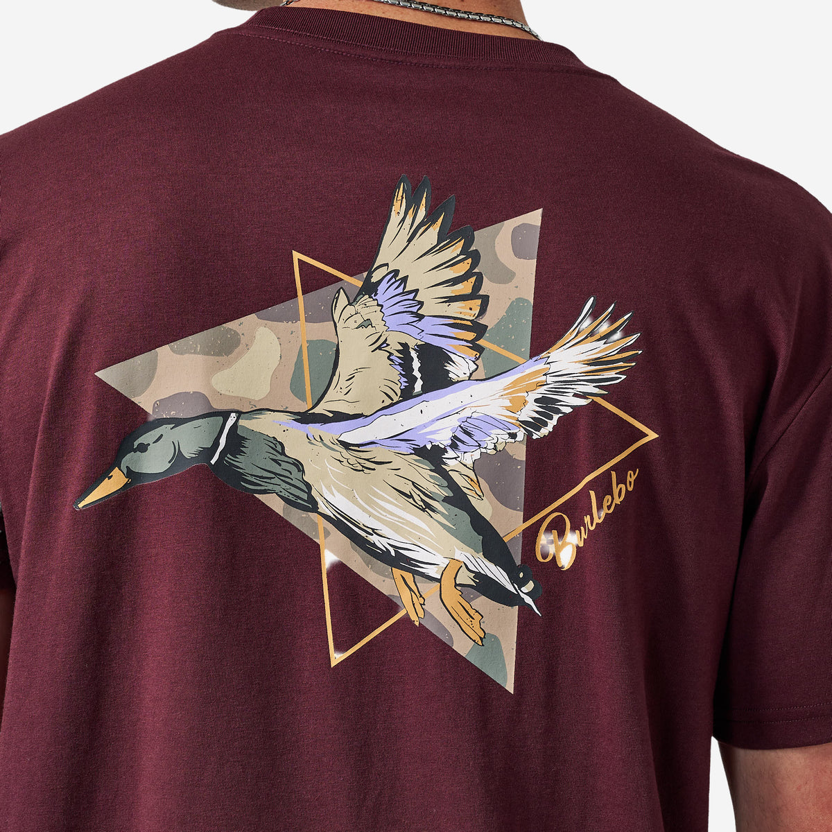 BURLEBO SHORT SLEEVE TEE - PINTAIL TRIANGLE DUCK - MAROON