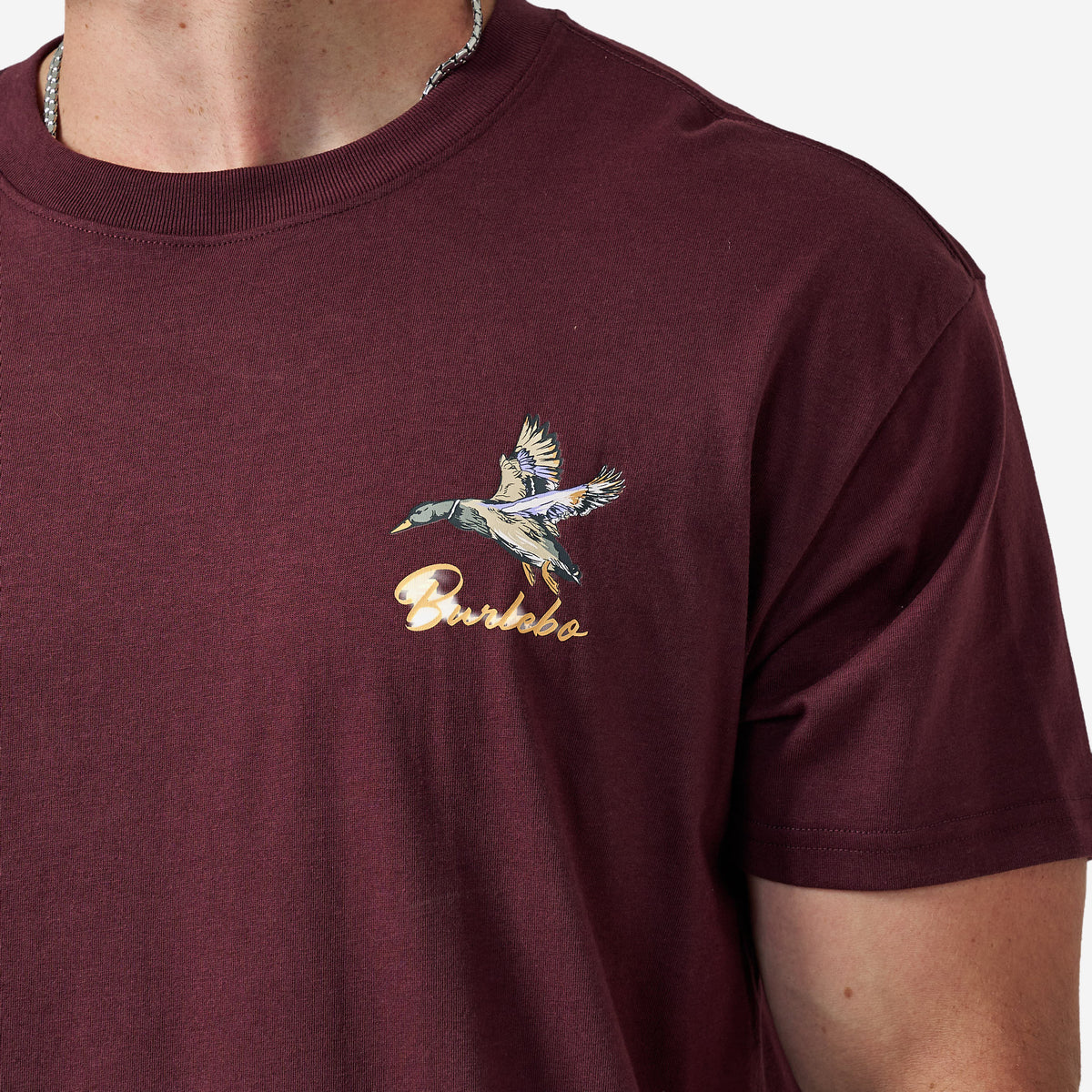 BURLEBO SHORT SLEEVE TEE - PINTAIL TRIANGLE DUCK - MAROON