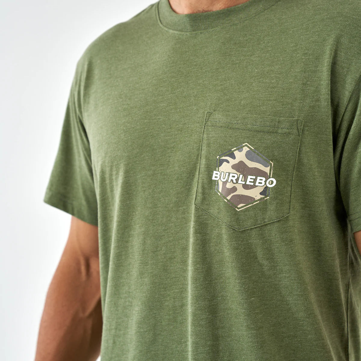 Burlebo Short Sleeve Tee - Rad Dad Deer Camo - Heather Olive