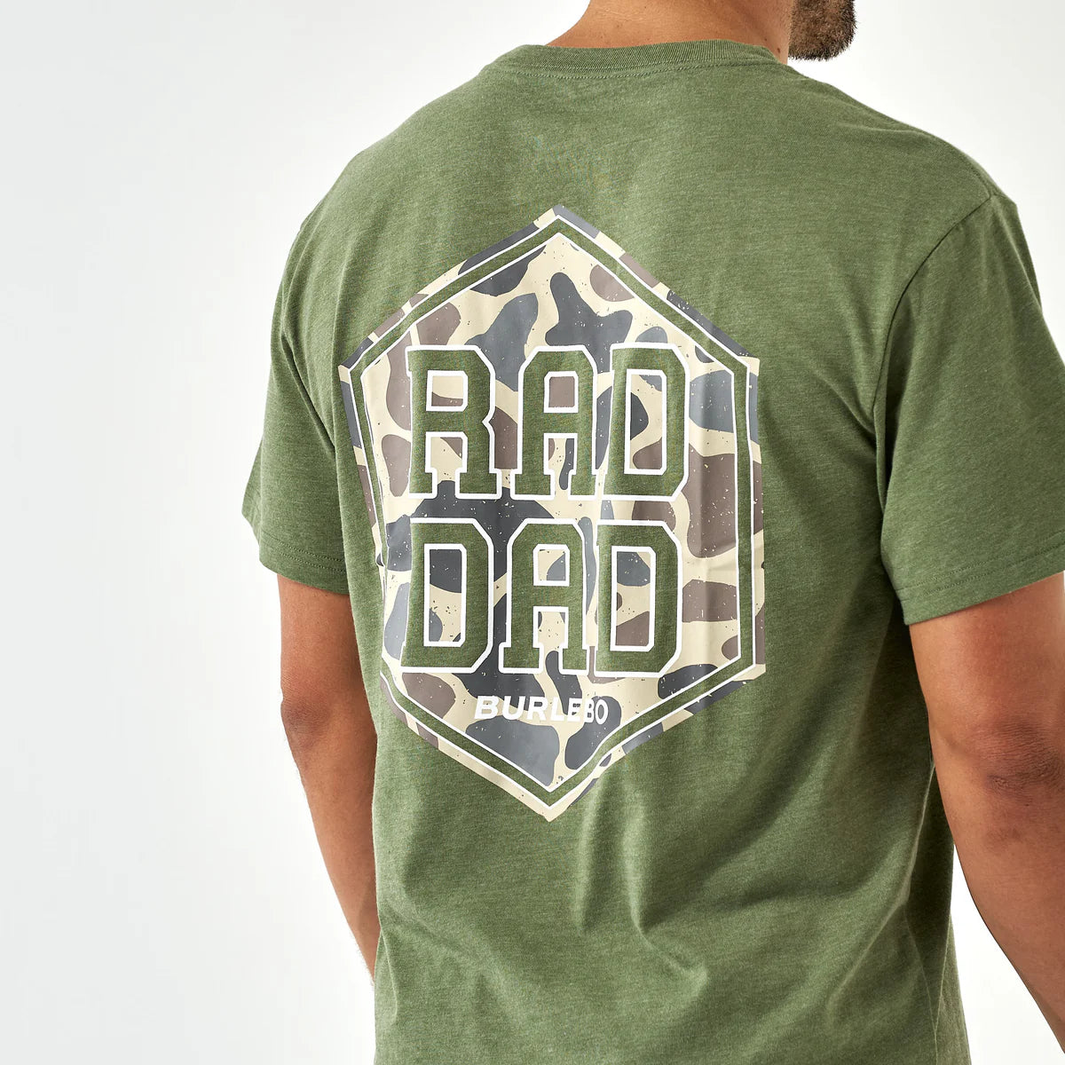 Burlebo Short Sleeve Tee - Rad Dad Deer Camo - Heather Olive