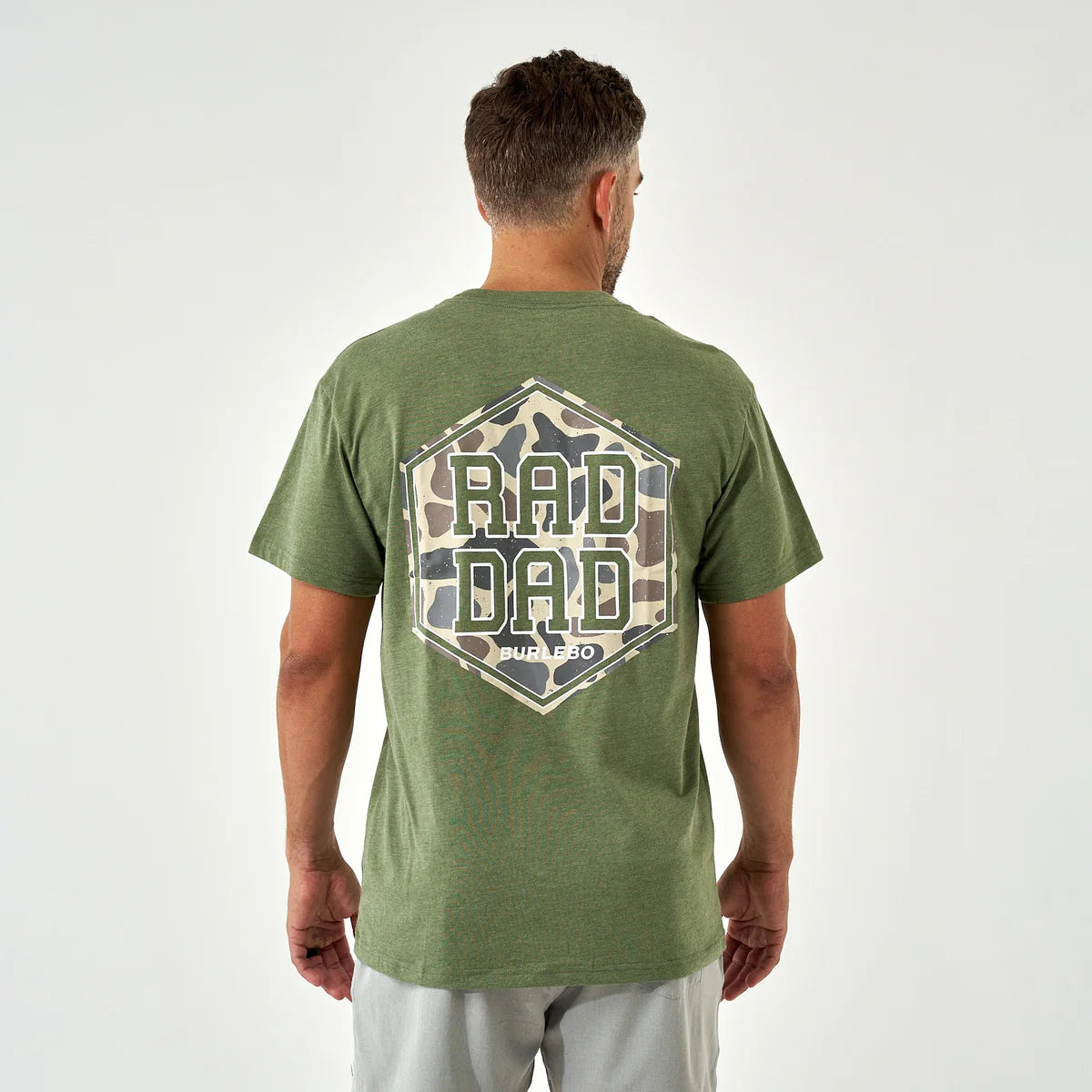 Burlebo Short Sleeve Tee - Rad Dad Deer Camo - Heather Olive
