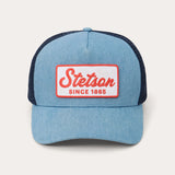 STETSON WASHED DENIM 1865 PATCH TRUCKER CAP