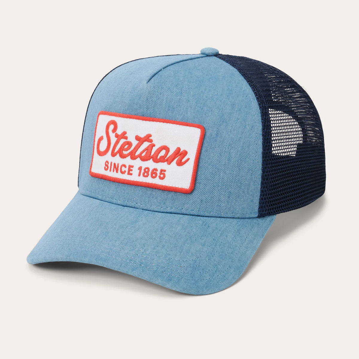 STETSON WASHED DENIM 1865 PATCH TRUCKER CAP
