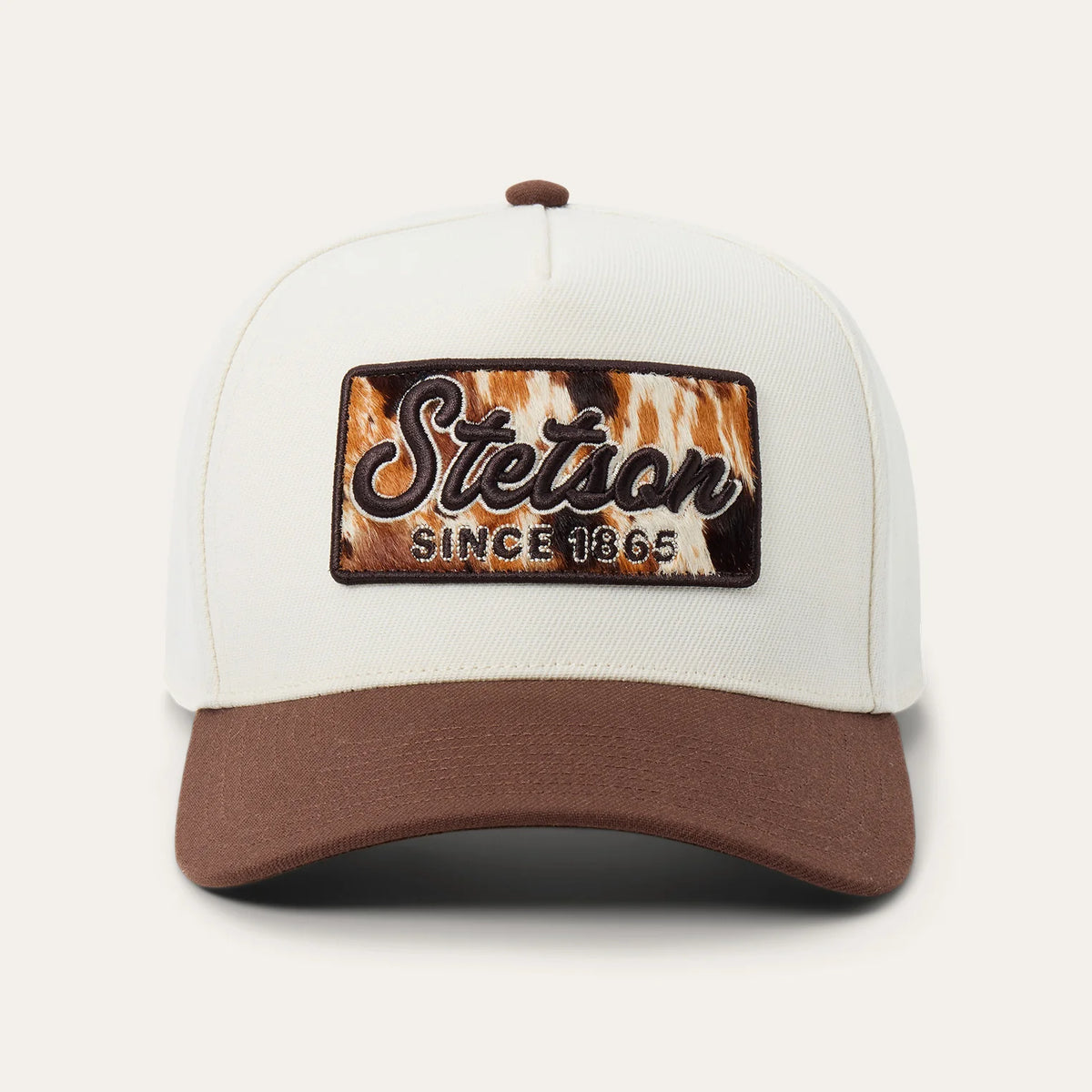 STETSON COWHIDE PATCH TRUCKER HAT - BROWN