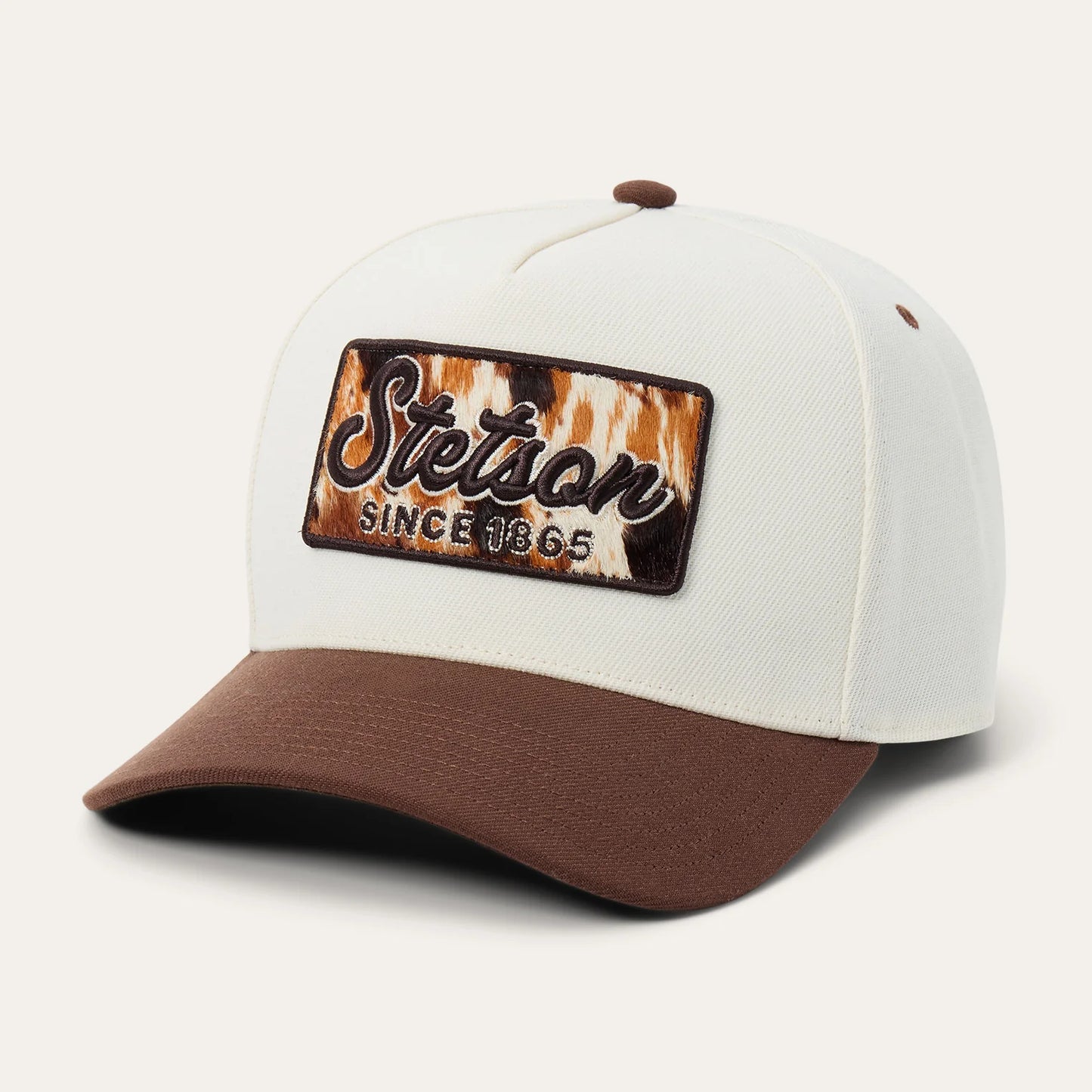 STETSON COWHIDE PATCH TRUCKER HAT - BROWN