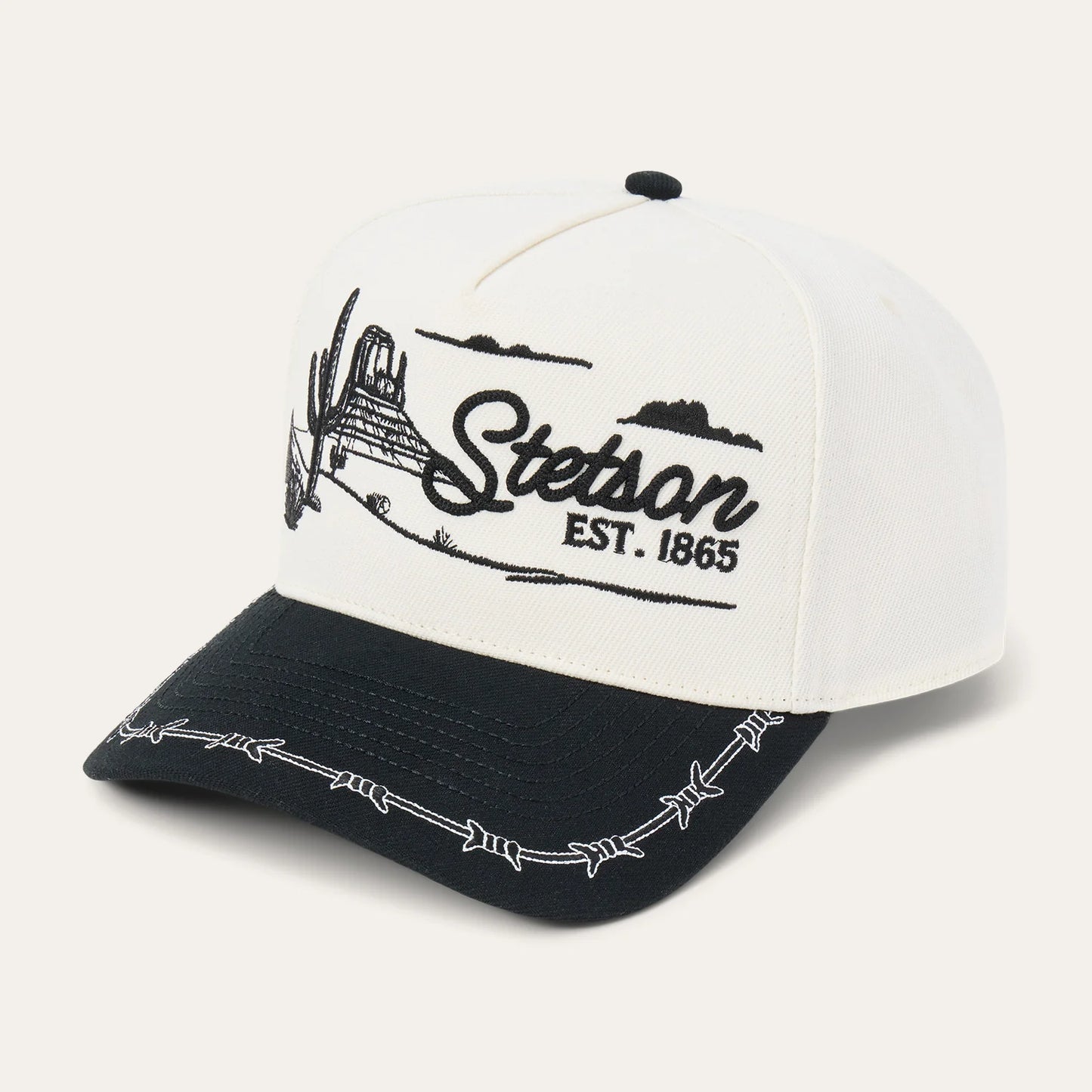 STETSON LANDSCAPE TRUCKER HAT- Off White / Black