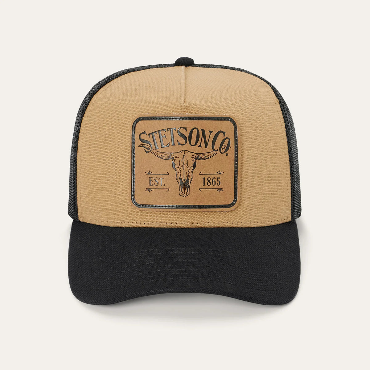 STETSON LONGHORN TAN/BLACK PATCH TRUCKER HAT