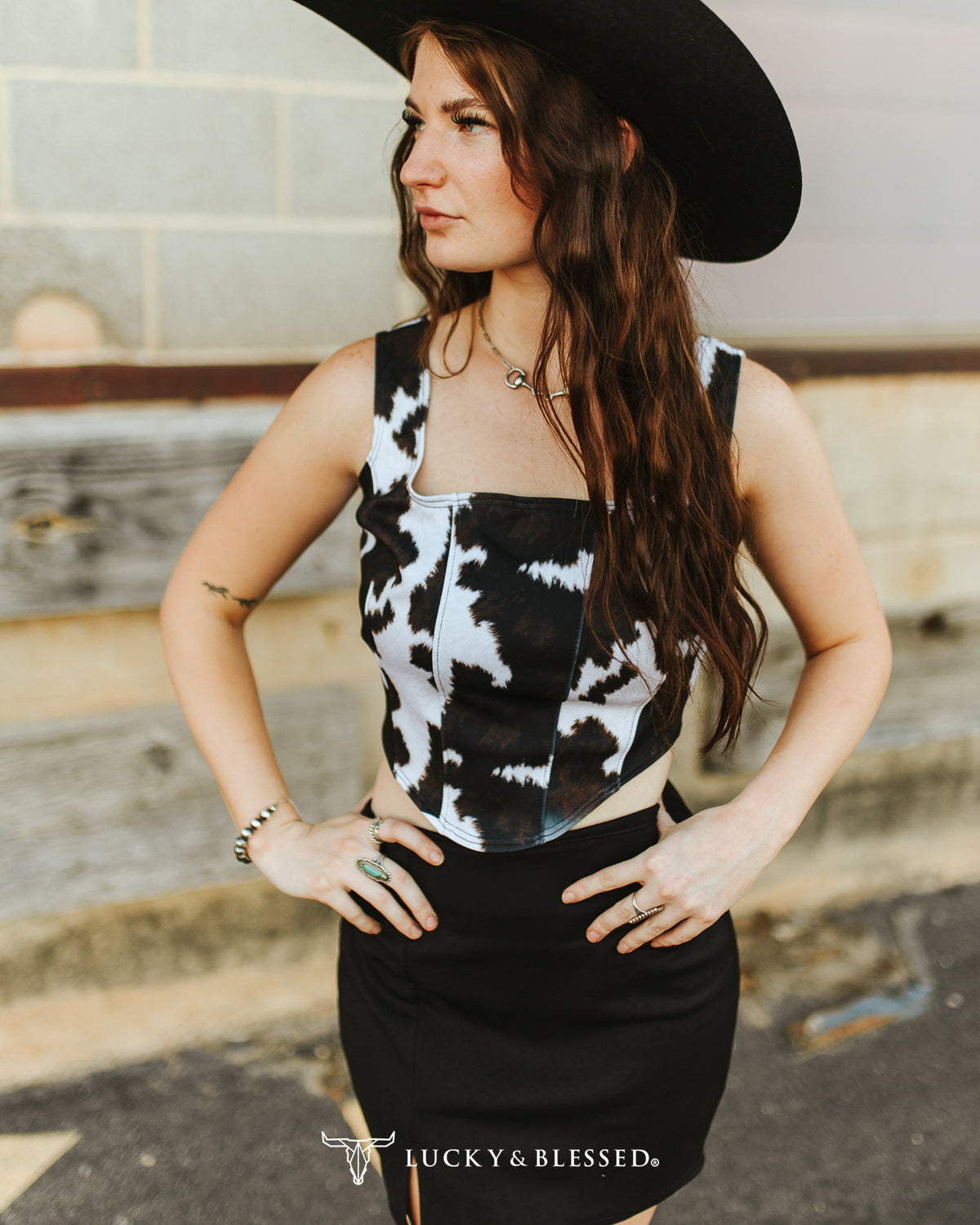 CORSET COWPRINT PRINT TOP