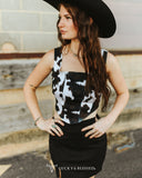 CORSET COWPRINT PRINT TOP